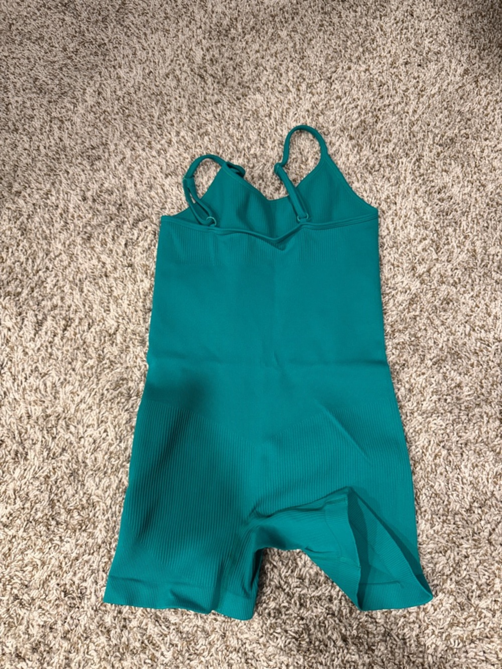 Teal Ribbed Tank Romper - Picture 2 of 2